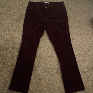 LOFT Maroon Straight Leg Corduroy Pants, Size 14